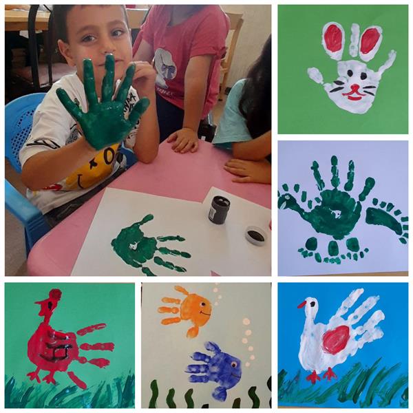 نقاشی با کف دست، اثر کودکان کتابخانه‌ی حامی ـ رشد ۱۶