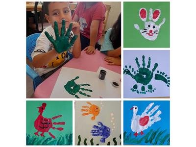 نقاشی با کف دست، اثر کودکان کتابخانه‌ی حامی ـ رشد ۱۶